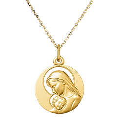 Medalla de la Virgen y el Niño Jesús – Oro Amarillo de 9 Quilates