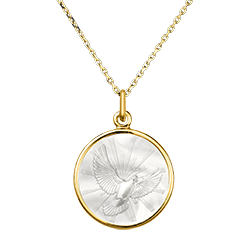 Medallón de Paloma – Oro Amarillo de 18 Quilates y Nácar
