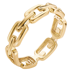 Anillo Mirada de Oriente - Eslabones Cubanos medio - oro amarillo de 18 quilates