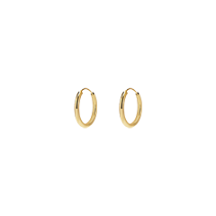Thin hoop earrings – diameter 10mm – yellow gold 9 carat