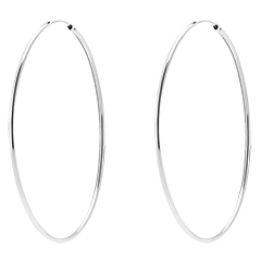 Thin hoop earrings – diameter 50mm – white gold 9 carat 