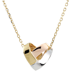 Naszyjnik w kształcie serca Zgięcie z trzech rodzajów złota - trzy rodzaje złota 9-karatowego