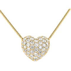 Naszyjnik w kształcie serca z żółtego złota 18-karatowego wysadzany diamentami - 0,85 karata - 50 diamentów