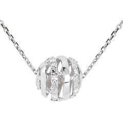 Naszyjnik Miłość w Klatce z białego złota 9-karatowego - 11 diamentów - 45 cm
