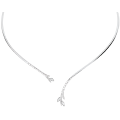 Necklace Mysterious wood - white gold and marquise diamonds - 9 carats