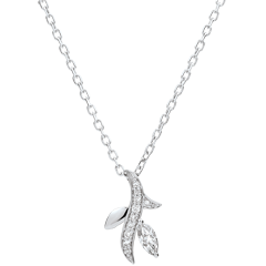 Necklace Mysterious wood - white gold and marquise diamonds - 18 carats