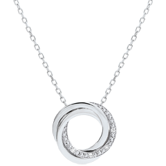 Necklace Saturn - white gold and diamonds - 18 carats