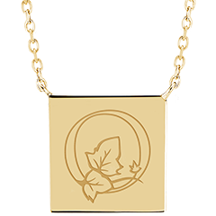 Necklace with engraved square medallion - 9K yellow gold - ABC Yours Collection - Edenly Yours