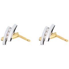 Boucles d'oreilles Nid Précieux - Pont doré - or blanc et or jaune 18 carats