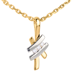 Pendentif Nid Précieux - Sinogramme Trilogie - or blanc et or jaune 18 carats