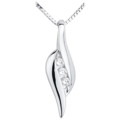 Pendentif Trilogie Nid Précieux - Romance - or blanc 18 carats diamants