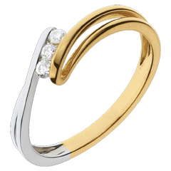 Bague trilogie Nid Précieux - Givre - 3 diamants - or blanc et or jaune 18 carats