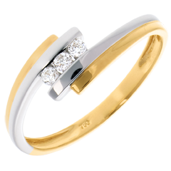 Trilogie Nid Précieux - Double Jonc - or blanc et or jaune 18 carats