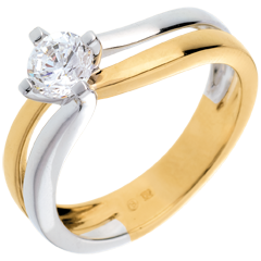 Solitaire Sillon (TGM) - diamant 0.52 carats - or blanc et or jaune 18 carats