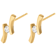 Boucles d'oreilles Nid Précieux - Apostrophe diamants - or jaune 18 carats - 0.14 carat
