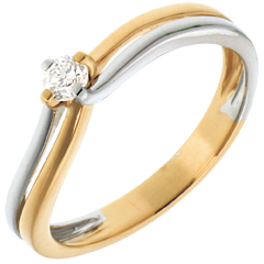 Solitaire Sillon or blanc et or jaune 18 carats