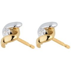 boucles d'oreilles Nid Précieux - Mademoiselle - or blanc et or jaune 18 carats