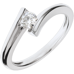 Bague solitaire Nid Précieux - Eclipse Lunaire - or blanc 18 carats