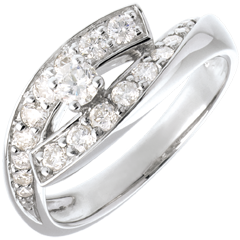 Bague Solitaire Nid Précieux - Diva - or blanc 18 carats - grand modèle - 0.15 carat