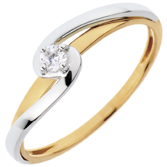 Bague Solitaire Silly - 0.08 carat - or blanc et or jaune 18 carats