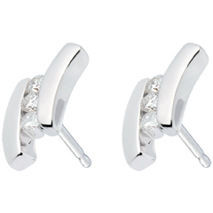 Boucles d'oreilles Nid Précieux - Citation - or blanc 18 carats - 6 diamants