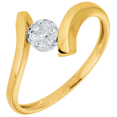 Bague solitaire Nid Précieux - Pépite d'Amour - or jaune 9 carats