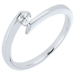 Bague solitaire Princesse étoile or blanc 18 carats - diamant 0.15 carat