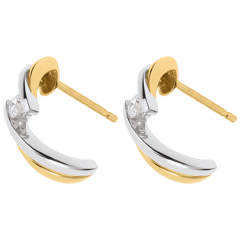 Boucles d'oreilles l'aventure à deux - or blanc et or jaune 18 carats
