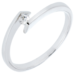 Solitaire Nid Précieux - Princesse étoile - or blanc 9 carats - 0.08 carat