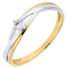 Bague de fiançailles Dova solitaire diamant - diamant 0.03 carat - or blanc et or jaune 9 carats