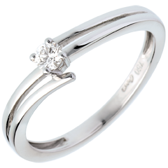 Solitaire sillage or blanc 18 carats - 0.11 carat