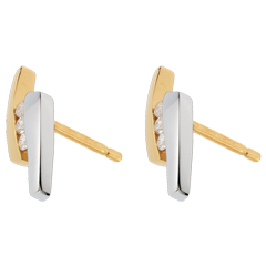 Boucles d'oreilles Nid Précieux - Parenthèses - deux ors - or blanc et or jaune 18 carats