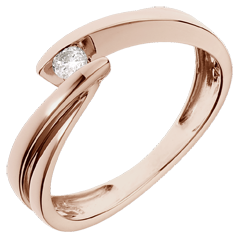 Bague solitaire or rose 18 carats Ondine - 0.07 carat