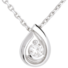 Pendentif larme diamant - or blanc 18 carats - 0.21 carats