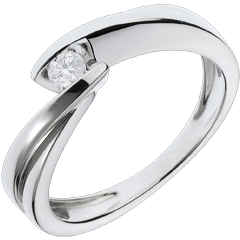 Solitaire Nid Précieux - Ondine - or blanc 18 carats - 1 diamant : 0.11 carat