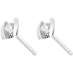 Boucles d'oreilles caldera - puces diamants or blanc 18 carats - 0.21 carats