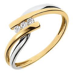 Bague trilogie Nid Précieux - Tango - diamant 0.07 carat - or blanc et or jaune 18 carats
