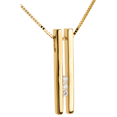 Collier Diapason Trilogie or jaune 18 carats - 3 diamants