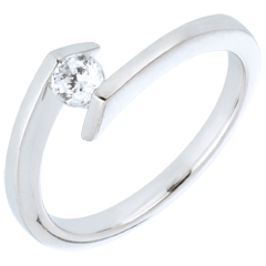 Bague solitaire Princesse étoile or blanc 18 carats - diamant 0.22 carat
