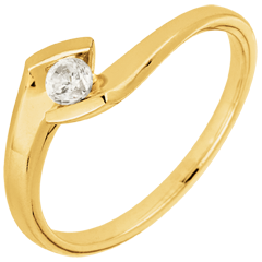 Bague solitaire Nid Précieux - Soir d'été - or jaune 18 carats - diamant 0.12 carat