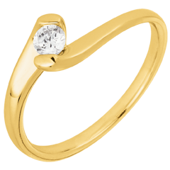 Bague solitaire Nid Précieux - Passion éternelle - or jaune 9 carats - 0.14 carat