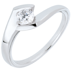 Bague solitaire Soir d'été or blanc 9 carats - 0.32 carats