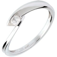 Solitaire Precious Nest - cove ring - white gold - 0.11 carat - 18 carats