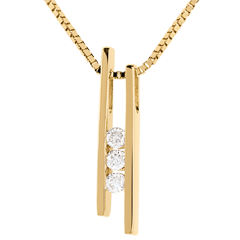 Diapason trilogy necklace yellow gold - 3 diamonds