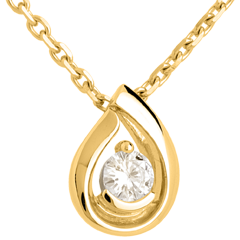 Diamond teardrop pendant-yellow gold - 0.21 carat