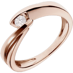 Solitaire Ring Precious Nest - Wave - Pink gold - 0.1 carat diamond - 18 caarts