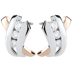 Earrings Trilogy Precious Nest - Modi - pink gold and white gold - 9 carats