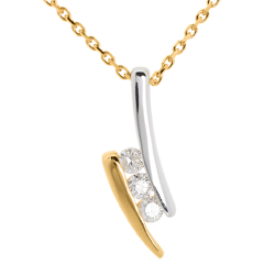 Trilogy Necklace Precious Nest - Aerial - yellow gold and white gold - 3 diamonds - 18 carats