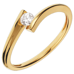 Solitaire Ring Precious Nest - Apostrophe - yellow gold - 0.13 carat diamond - 18 carats