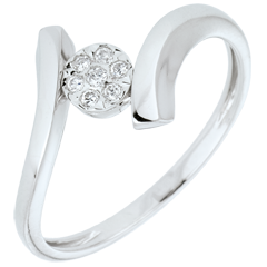 Solitaire Ring Precious Nest - Love Nugget - white gold - 9 carats
